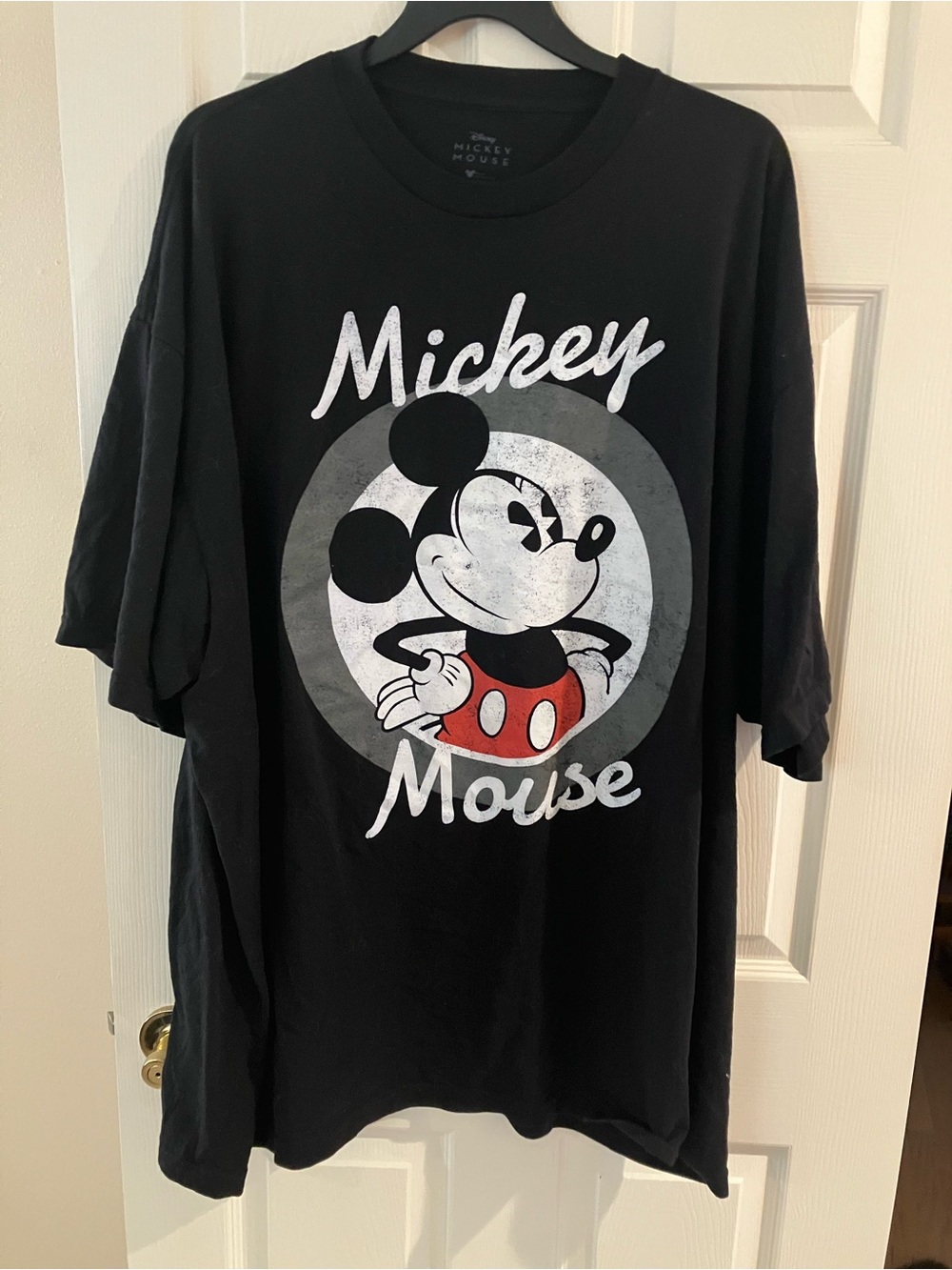 Disney Black Mickey Mouse Graphic Tee with Red Accent